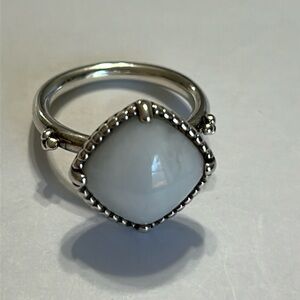 RETIRED & RARE Pandora Silver Pure Radiance White Quartzite Ring